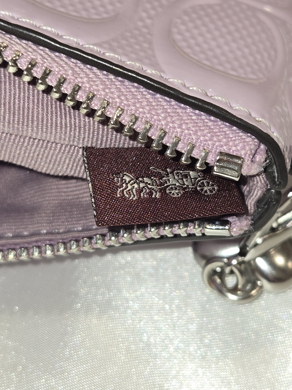 Coach Lavender Patent Leather Wristlet with Charm EUC - Picture 11 of 12